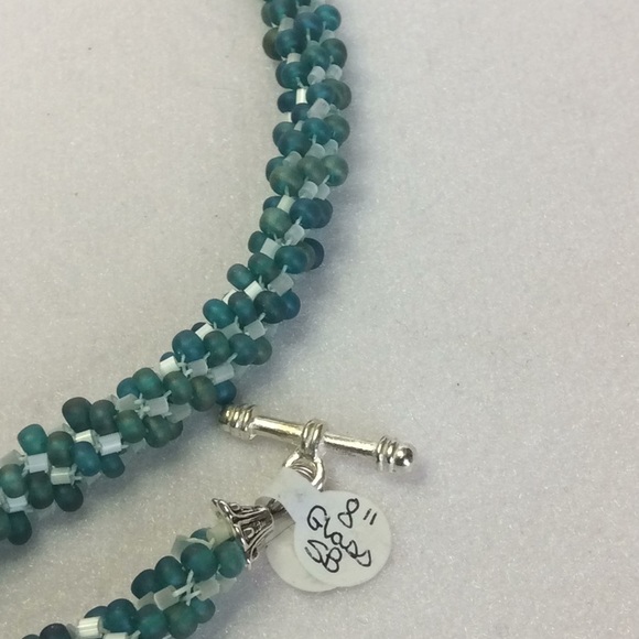 FINAL SALE PRICE Designer Original Hand Woven Teal Jewelry Set - Picture 4 of 8